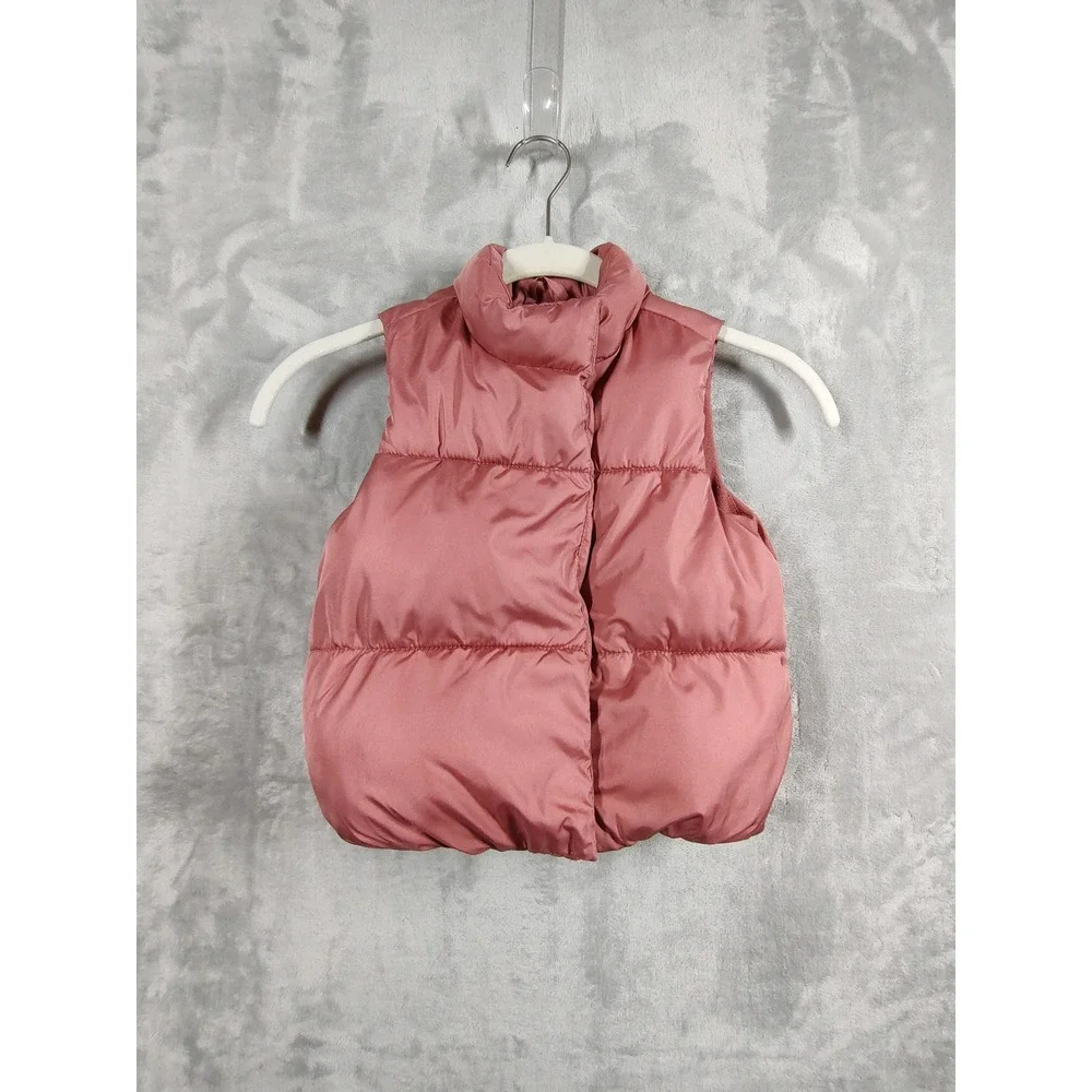 Old Navy Kids Dusty Rose Pink Fleece Lined Quilted Puffer Vest 2T Outerwear